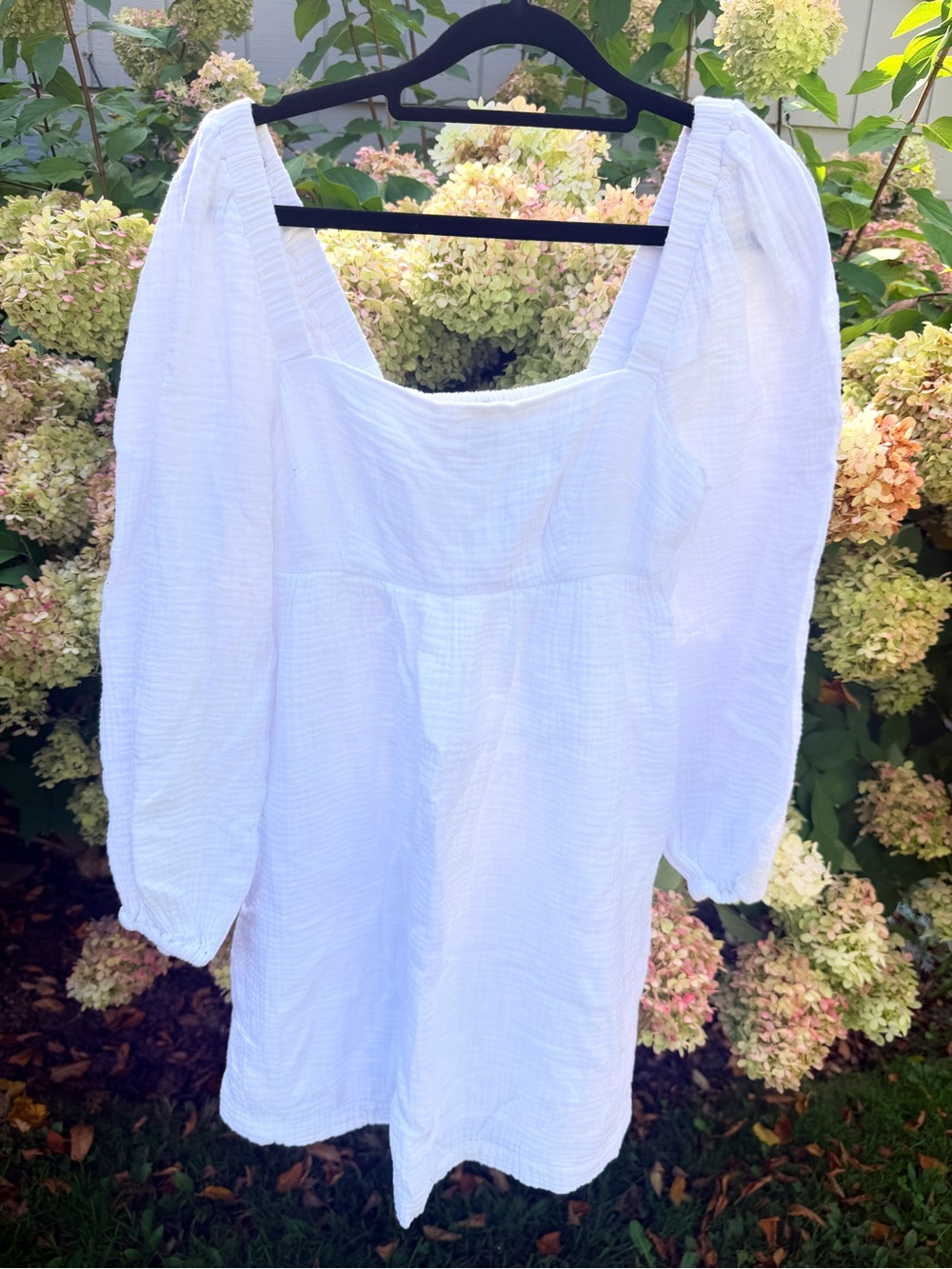 J. Crew White Mini Dress with Puff Sleeves